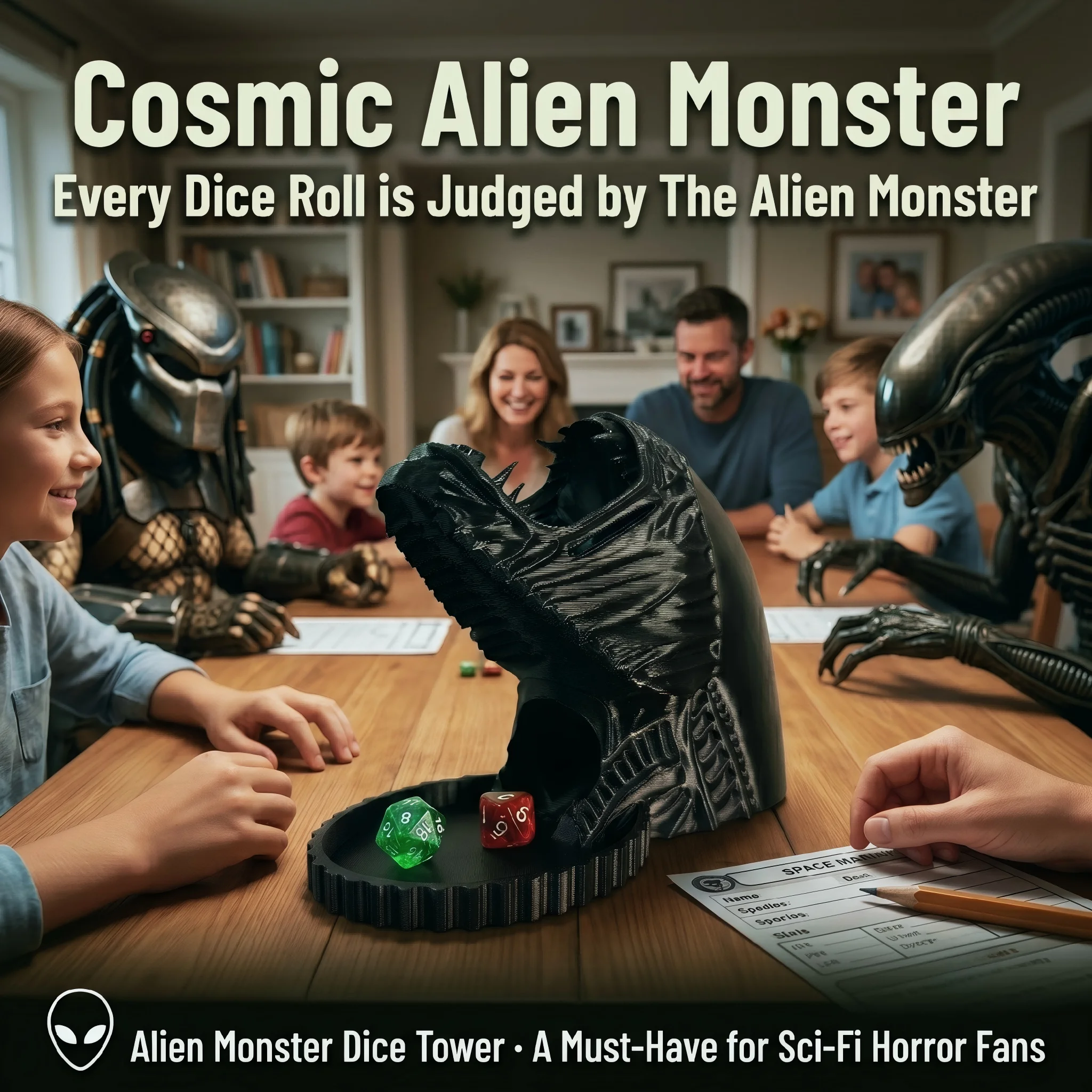 Alien Monster Dice Tower Ornament, Alien technology Style, Tabletop Wargame Accessory, Perfect for Tabletop Game Scenes