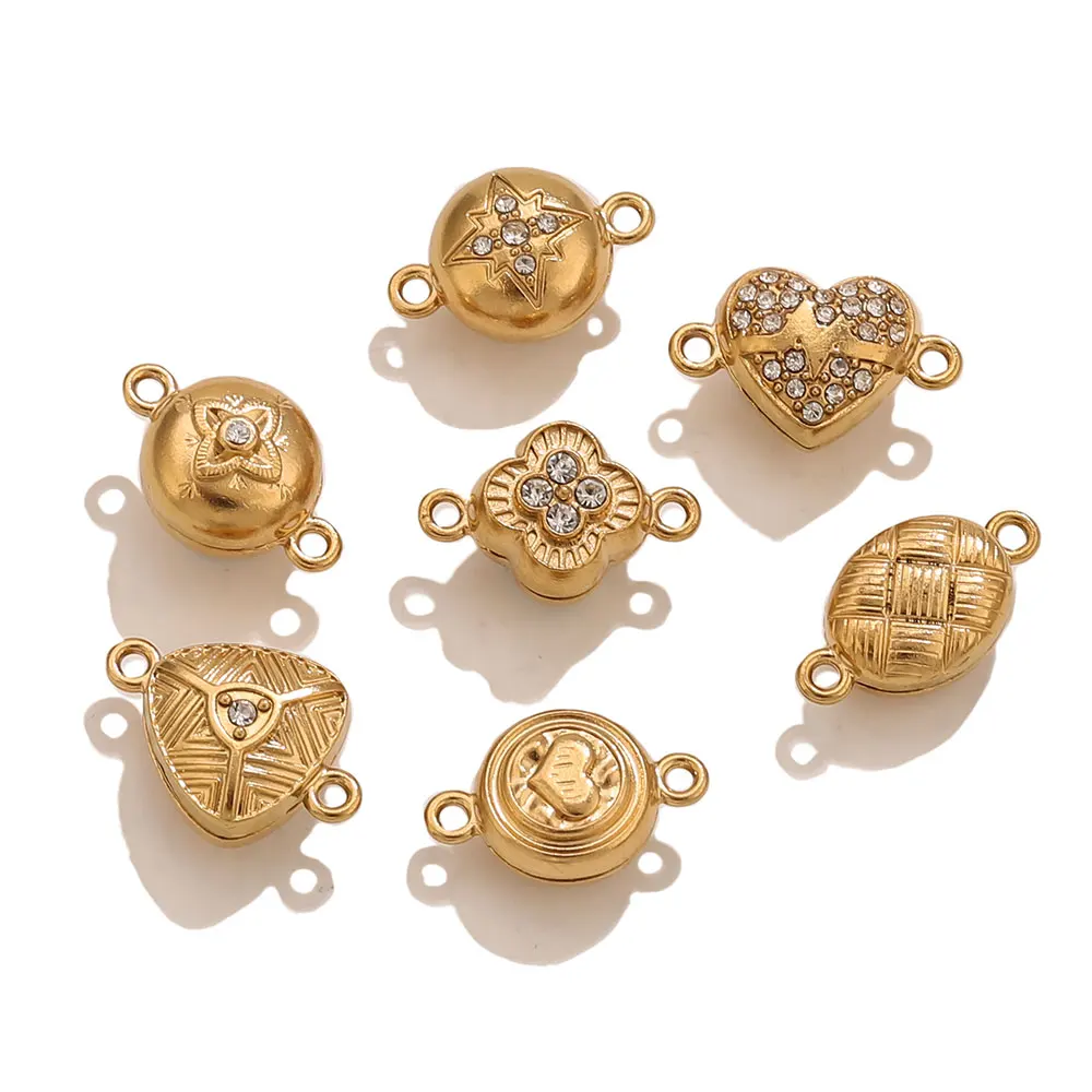 

2 Sets Stainless Steel Gold-plated Round Heart Triangular End Clasps Connectors DIY Necklaces Bracelets Jewelry Making Materials