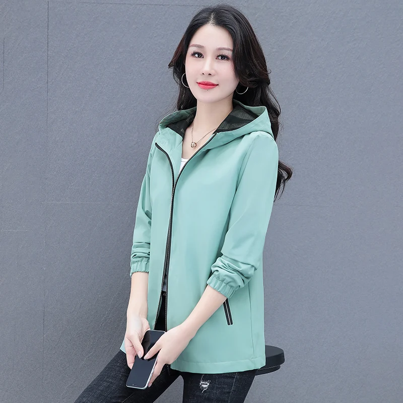 New Female Fashion Versatile Loose Casual Coat For Women\'S Casual Spring And Autumn Cardigan Hooded Outdoor Sports Jacket