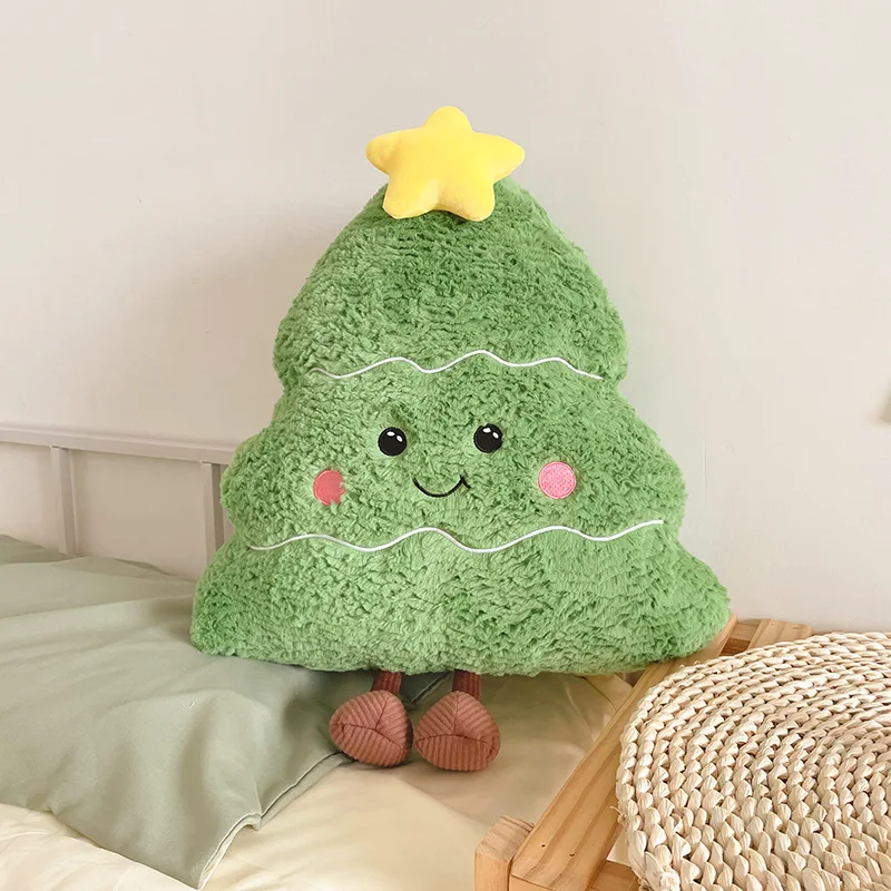 Almohadas de peluche de árbol de Navidad de dibujos animados, cojines, juguetes de peluche, juguetes para niños, decoraciones navideñas, regalos para niñas
