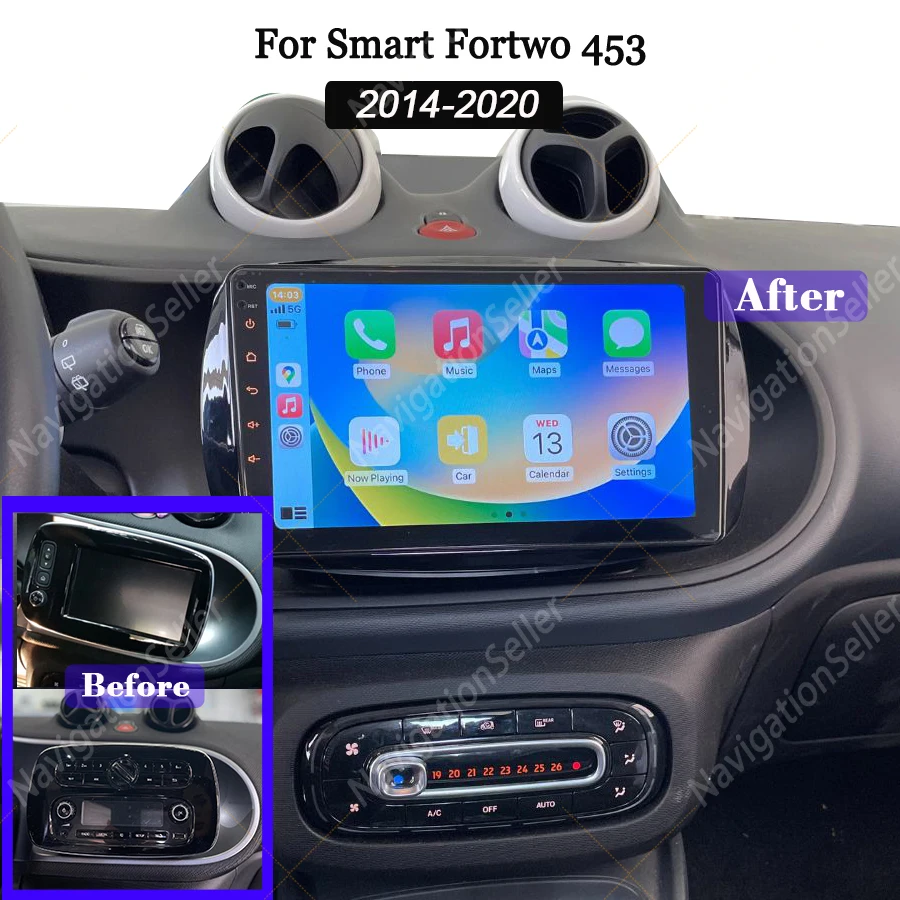 

Car Multimedia Player For Smart Fortwo 453 2014-2020 Carplay Auto Radio Stereo Head Unit Gps Navigation Android Touch Screen DAB