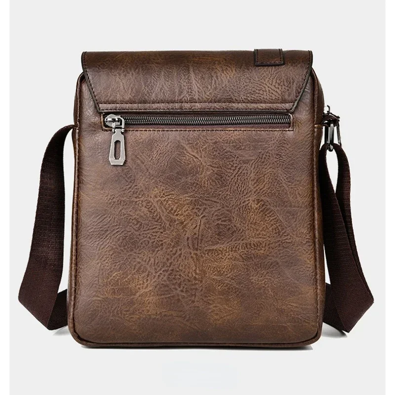 Bolso de hombro de negocios Retro para hombres, bolso de mano Retro de cuero PU, bolso cruzado de viaje versátil, bolso de mano de marca de moda,