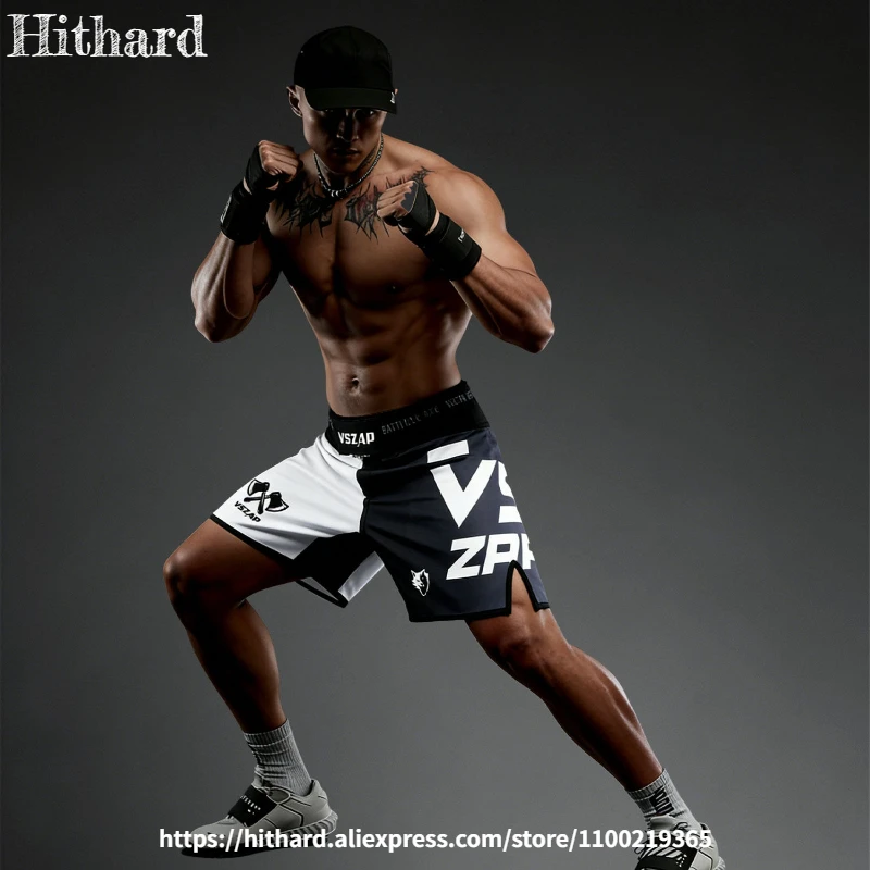 VSZAP BJJ Shorts for Men No-Gi Jiu Jitsu Grappling Pants Boxing Kickboxing MMA Cage Fight Short Wrestling Jiujitsu Training Wear