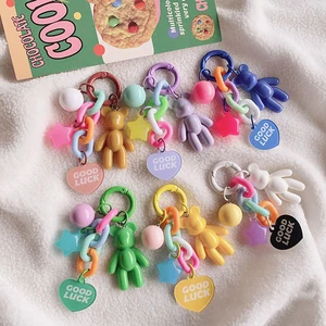 クリエイティブなかわいいベアキーチェーンカラフルなベアバッグ装飾アクセサリー女性の女の子ファッションイヤホン保護ケースペンダント 6ベストセールスガンドテディベア-6
