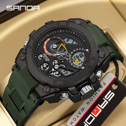 Sanda Men's Watch Electric Watch Multi-Function Fashion Trend Outdoor Luminous Alarm Clock Waterproof Shockproof Men Watch 9020