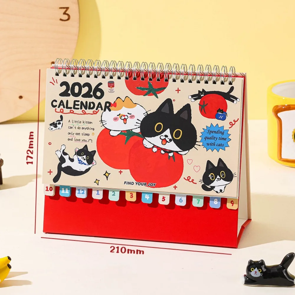 

Cow Cat Series 2026 Desk Calendar Memo Notes Coil Binding Monthly Calendar Cartoon One Month to View Tabletop Schedule School