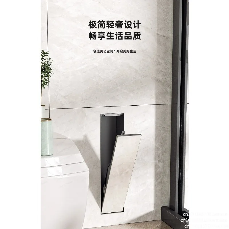 Niche Wall-Mounted Stainless Steel Embedded Toilet Brush Hidden Silicone Bathroom Brush for Cleanliness And Hygiene