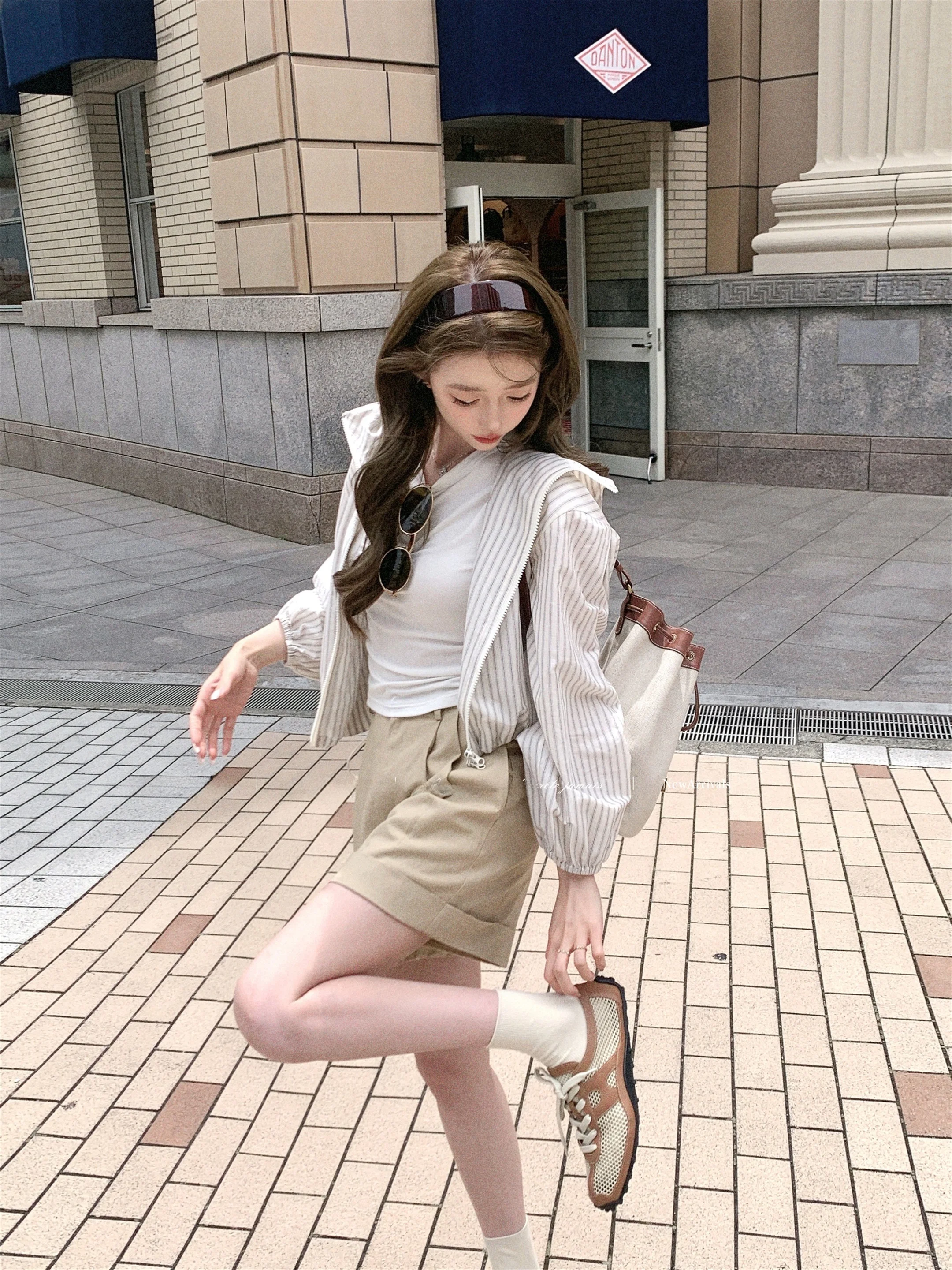 편안한 캐주얼 얇은 후드 재킷 조끼 여성용 요거트 CSK 큐피드 여름 아우터웨어 루즈핏 긴팔 지퍼 클로저