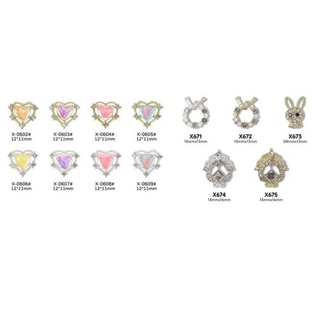 Acessórios de manicure ornamento de unhas liga aurora coração strass coelho decorações de unhas jóias 3d brocas de arte de unhas