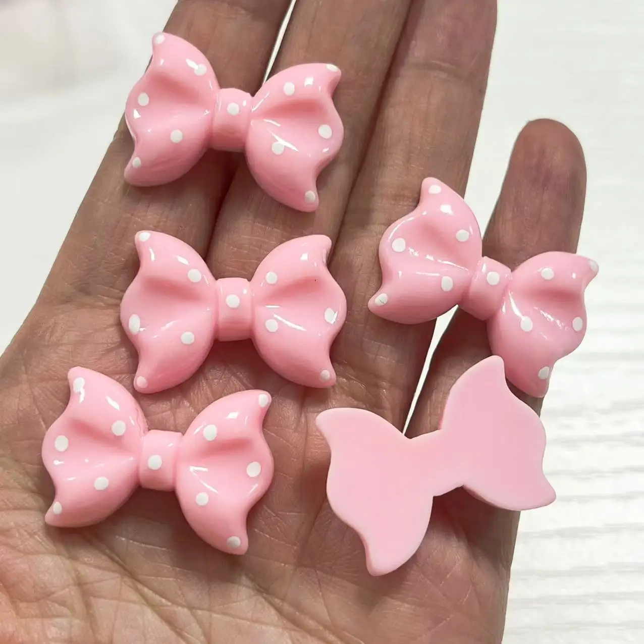 

10Pcs Kawaii Cute Sweet Wave Point Bow Tie Decorations Pink White Bowknot Flat Back Charms Diy Junk Phone Case Hair Accessories
