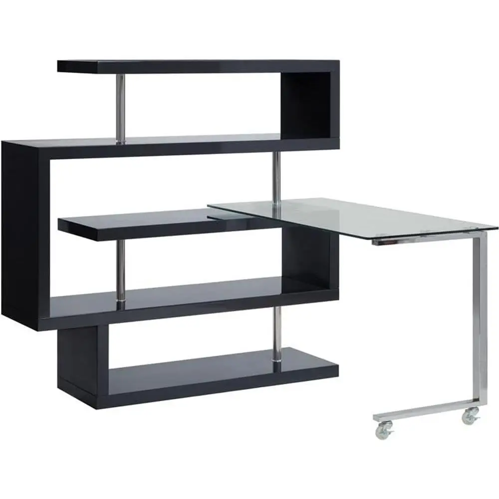 

Chrome and Black High Gloss Glass Top Writing Desk
