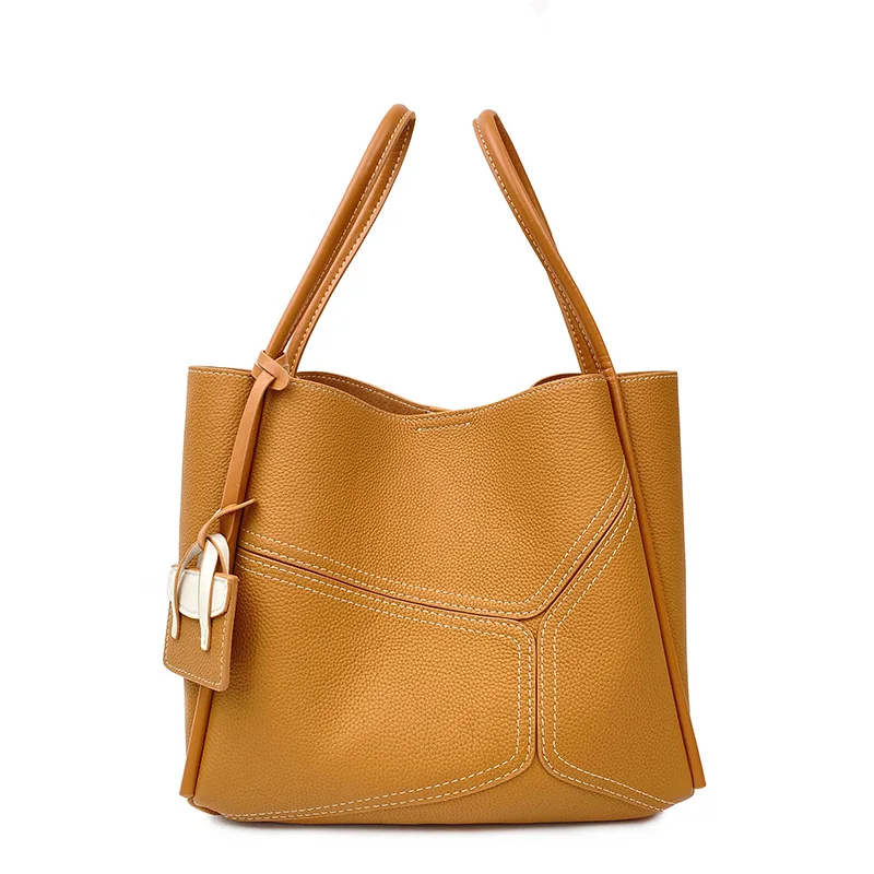 2023 Asulike Composite Tote Bag Shoulder Crossbody Cowhide Geniue Luxury Leather Handbags for Women High Capacity Commuter Purse