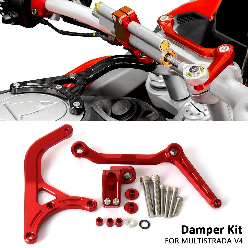 

New With Logo Steering Stabilize Damper Mounting Bracket Kit For Ducati Multistrada V4 RS 2024 MULTISTRADA V4 S Pikes Peak