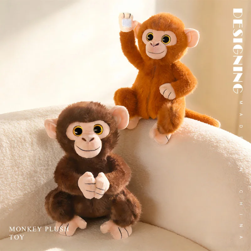 

27cm Buddha Hand Monkey Plush Toy Simulation Big Eyed Sparkling Eyes Monkey Doll Stuffed Animal Doll Birthday Gift