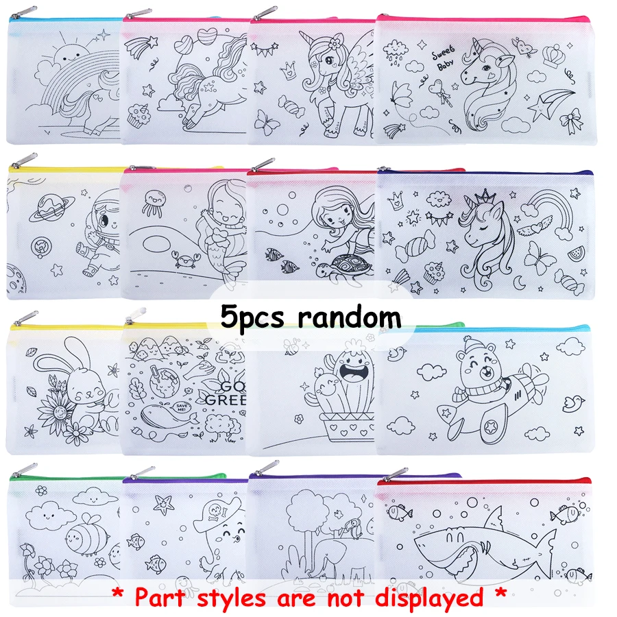 5/10pcs 21cm non-woven Schilderen Pen Tas met 5/10Packs Graffiti Mini Aquarel Pen briefpapier Opslag Pen Tas DIY Schilderen Tas