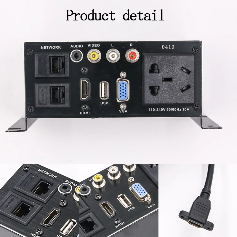 Multimedia Desktop Socket Zinc Alloy Information Panel with HDMI-compatible USB 3.5mm Audio Video AV Dual Network Port