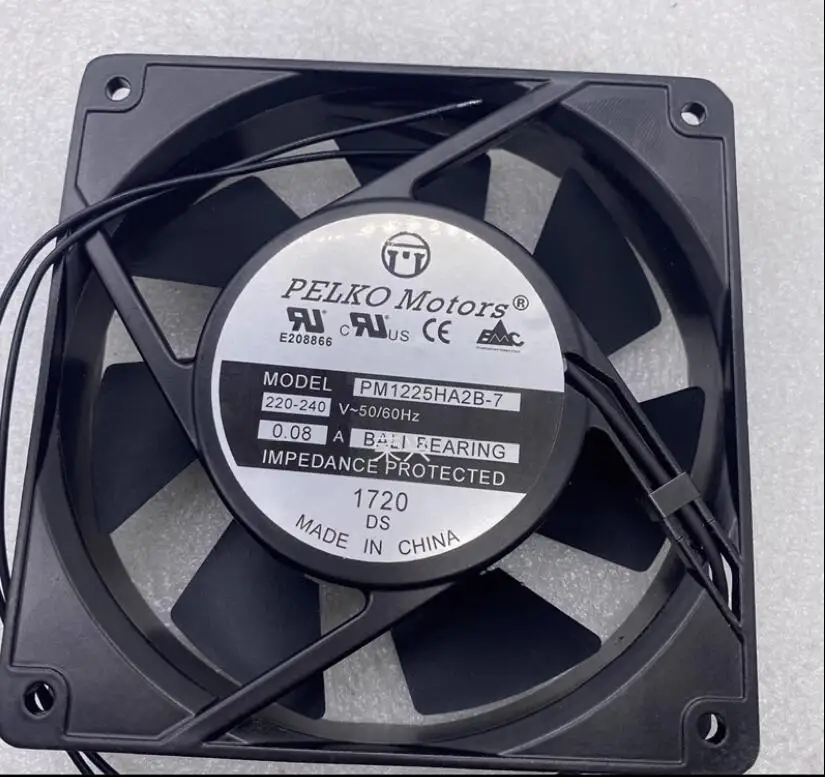 PELKO PM1225HA2B-7 AC 220/240V 0.08A 120x120x25mm 2-Wire Server Cooling Fan