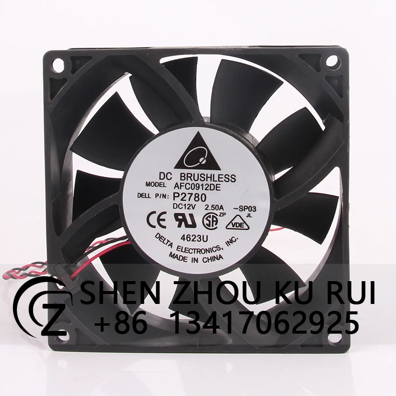 

Case Fan for Delta AFC0912DE 90*90*38mm 12V 2.5A 9038 High Airflow Dual Ball Bearing Cooling Fan