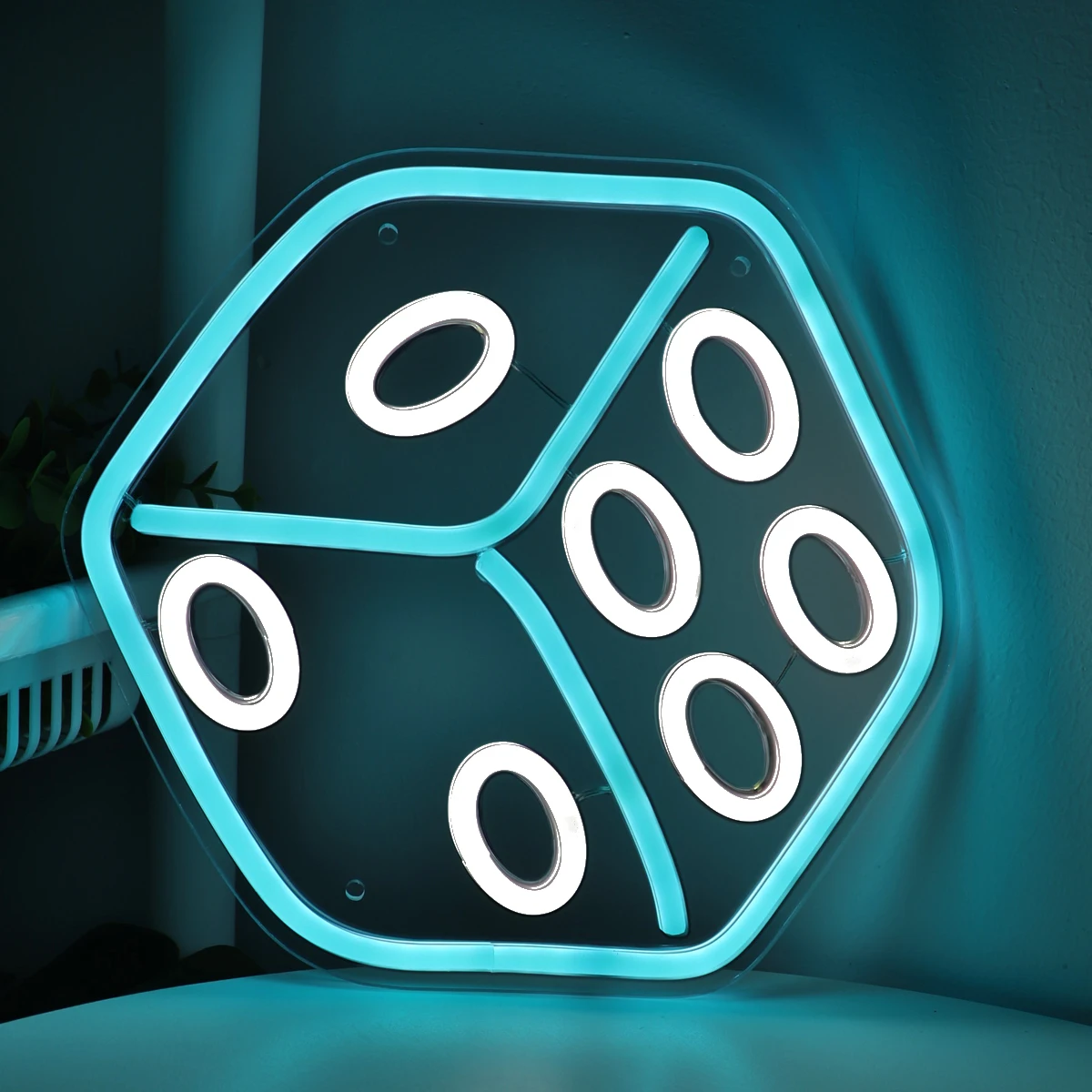 

1PC Dice LED Wall Neon Sign Night Light Mood Lamp For Game Room Shop Party Pub Club Decoration 9.84''*9.41''