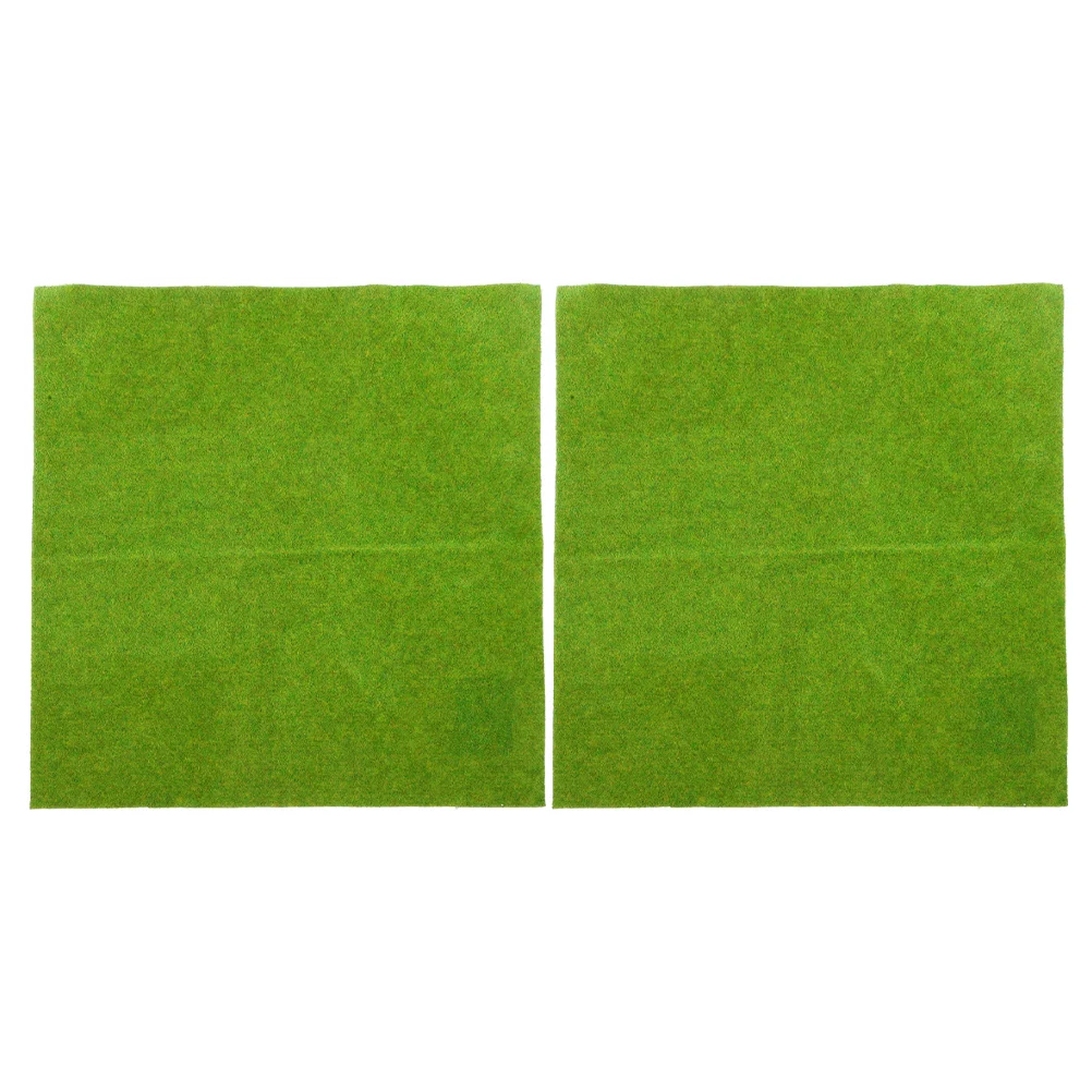 2 Pcs Artificial Turf DIY Lawn Bedding Cuttable Fake Adorn Sand Background Green Model Grass Mat Pad