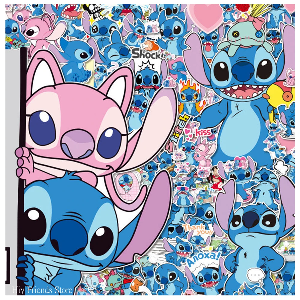 

50/100PCS Cute Disney Cartoon Lilo Stitch Stickers Anime Toys Waterproof DIY Laptop Car Phone Kawaii Decoration Sticker for Kids