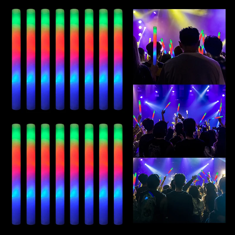 

5pcs Glow Sticks Bulk Light-Up LED Colorful Foam Stick Cheer Tube Dark Light For Kids Birthday Wedding Party Luminous Supplies