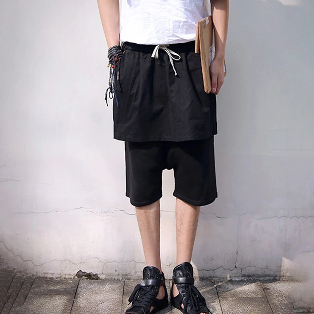 XS-5XL Summer New Men's Patchwork Capri Pants American Retro Fashion Trendy High Street Casual Loose Fit Niche Men's Bottoms