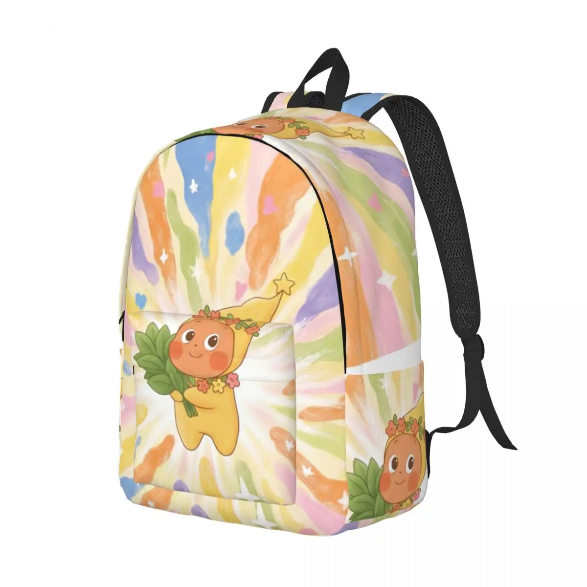 Manga Aesthetic Backpack Center Pastel Character Whimsical Illustration Multi Color Vibrant Comic Bookbag for Teens College Cute