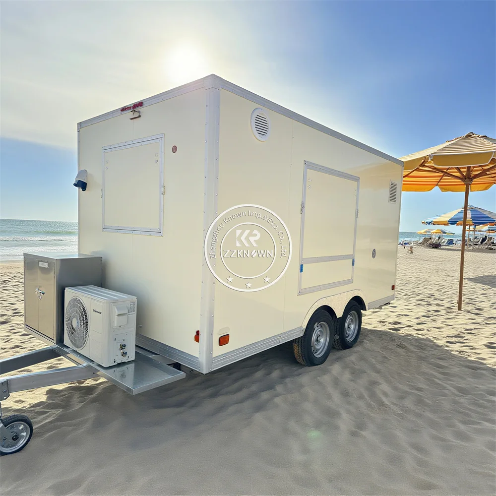 Mobiler Grill-Fast-Food-Anhänger, voll ausgestatteter Straßenkonzessions-Eiscreme-Hot-Dog-Wagen, mobiler Imbisswagen mit voller Küche