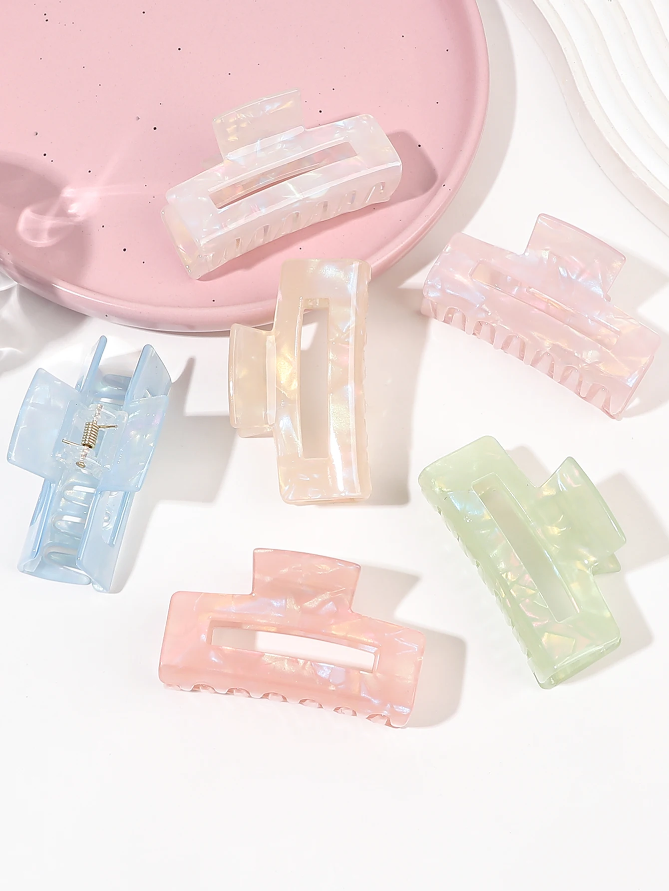 1 Pcs Big Mixed Colors Rectangle Shape Hair Claw Clips ,Fashion Strong Hold Jaw Clips for Women Girls Thin Thick Curly Hair. image 4
