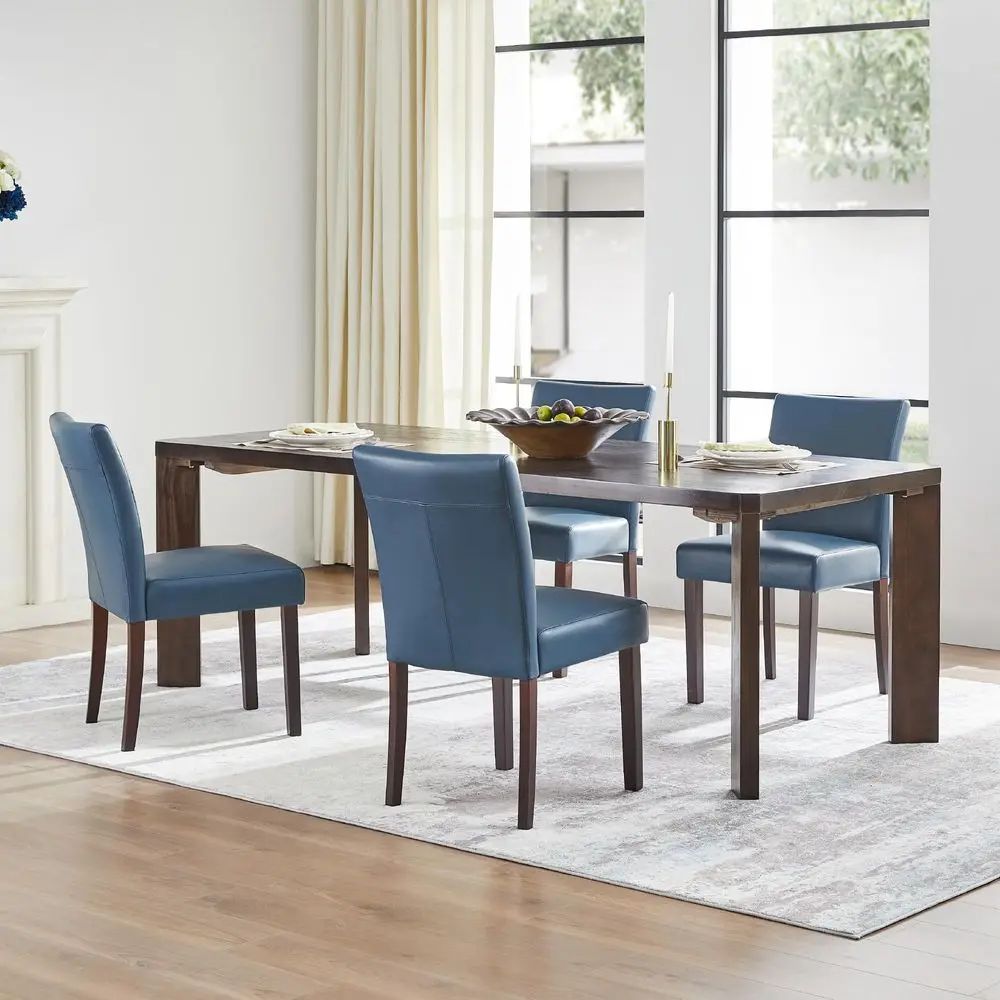 

Upholstered Dining Chairs Set of 4, Faux Leather Armless Dining Room Chairs with Solid Wood Legs amp Back Side Chair for Kitche