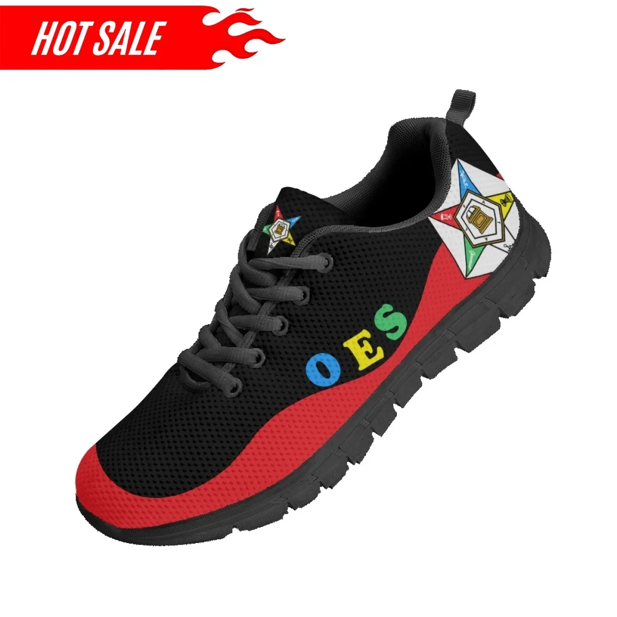 Trendy Women's Casual Sneakers OES Style Order Of The Eastern Star Emblem Print Ladies Flat Shoes Outdoor Footwear