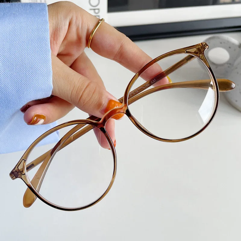 Armação de óculos de computador transparente feminino unissex anti luz azul óculos redondos moda lentes ópticas para senhoras