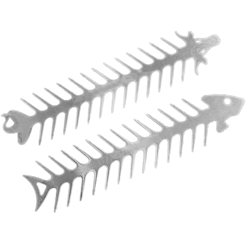 Espetos De Camarão De Aço Inoxidável, Ferramentas De Prata, Acessório BBQ, 2Pcs