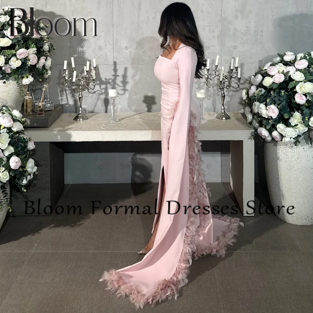 Bloom Watteau Train Solid Color Ankle Length Square Neck Ruffles Ankle Length Zipper Back Jersey Bespoke Occasion Gowns Charming