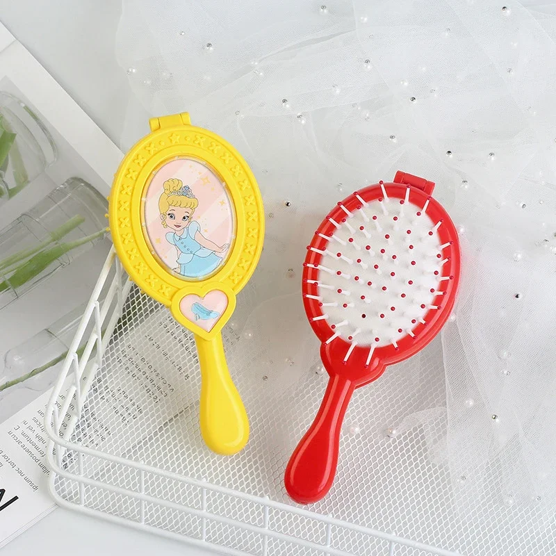 Disney Princess Air Cushion Combs Folding Mirror Frozen 3D Massage Hair Brush Haircare Hairdressing Tool Kids Girl Women Gifts