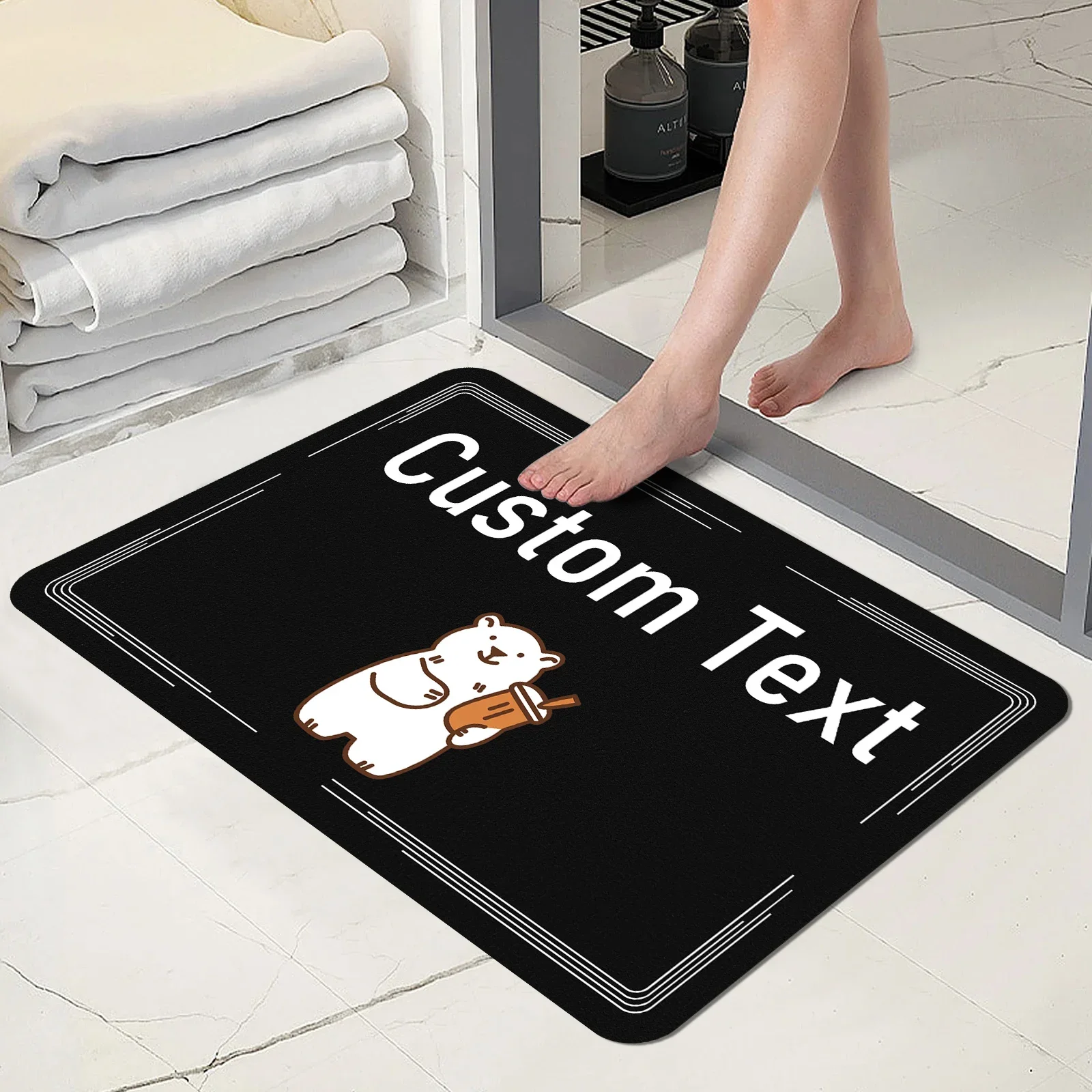 

Personalized Custom Bathroom Mats Absorbent Quick-Dry Customizable Bathroom Rugs Unique Design Custom Carpet Home Family Stylish