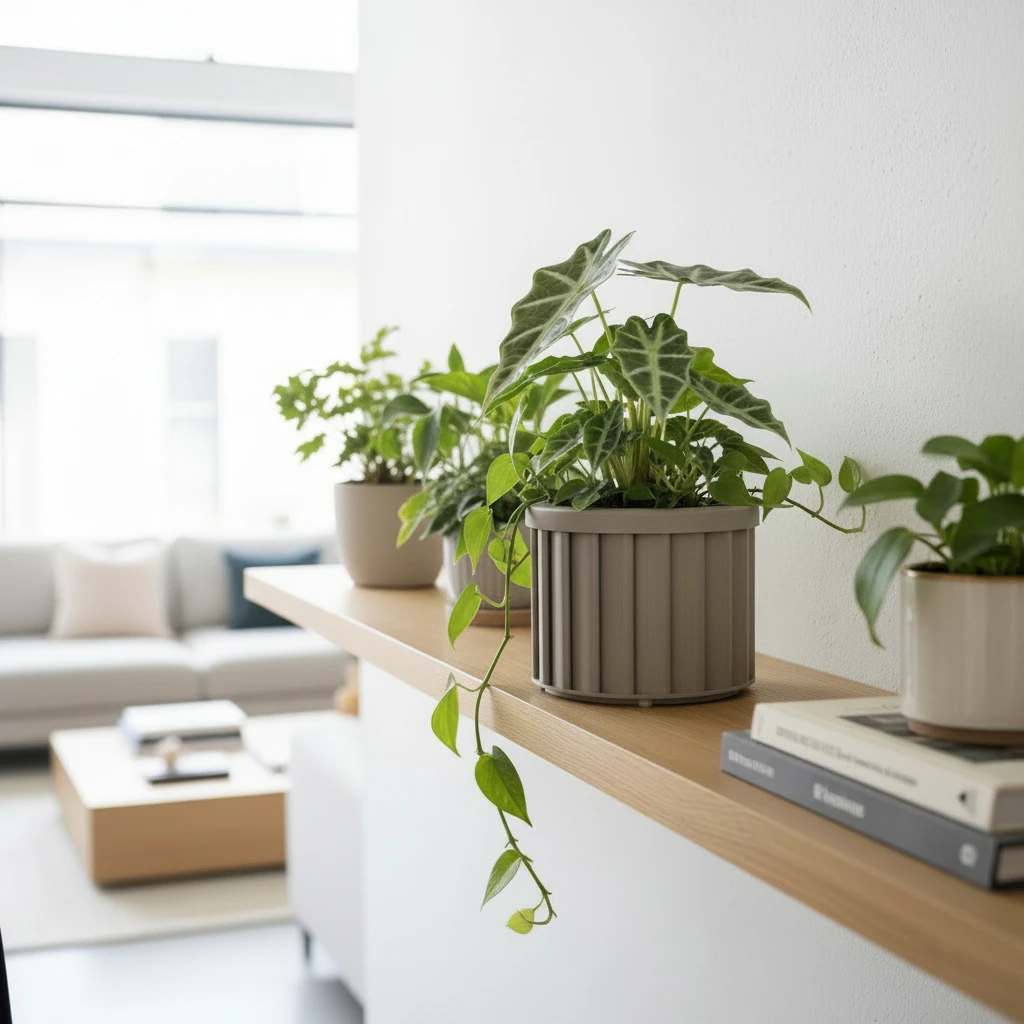 Round Strata Planter MD - Grey Brown