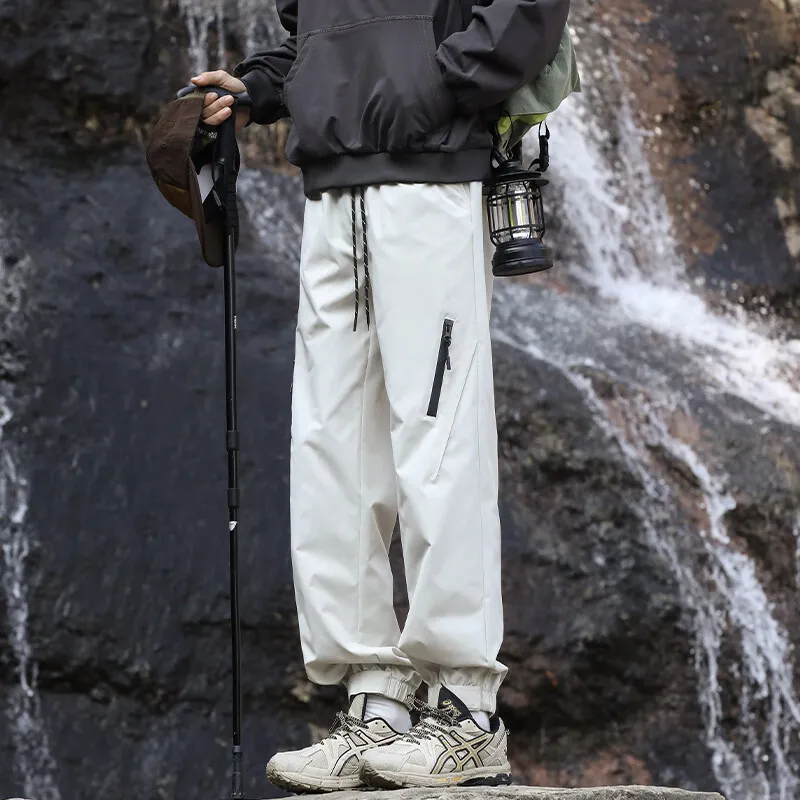 

LAPPSTER Men's Outdoor Casual Jogger Pants Hiking Waterproof Zipper Pockets Y2k Windbreak Climbing Sweatpants Trousers Black