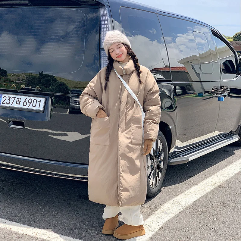 2024 New Winter Down-padded Jacket, Knee-length Mid-length Thickened Loose Cotton Coat, Korean Style Fashionable Jacket