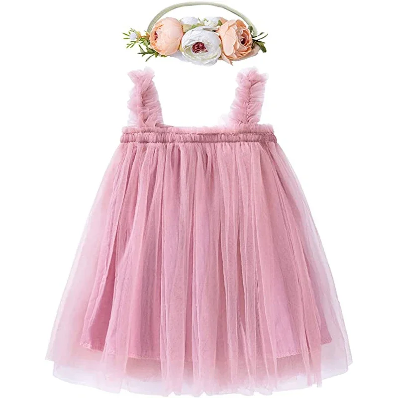 LZH 2022 Summer Baby Girls Floral Tutu Princess Dress - Infant 1st Birthday Party Dress