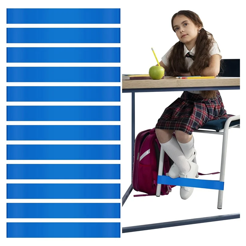 XX-12 قطعة شريط مطاطي للأطفال مع أقدام متململة للكراسي أدوات ADHD جلوس مرن للفصول الدراسية الابتدائية (أزرق)