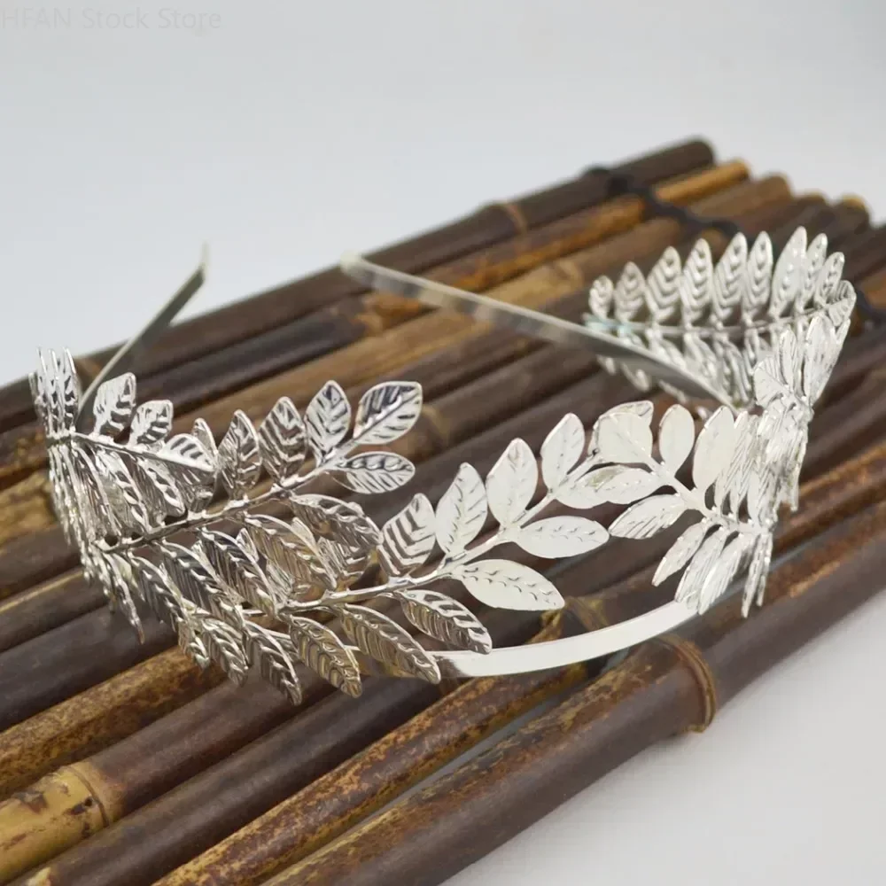 Baroque Golden Metal Leaf Headband Headpiece Crown tiaras Headdress Roman Goddess Greek Hair Jewelry Bride Wedding Accessories