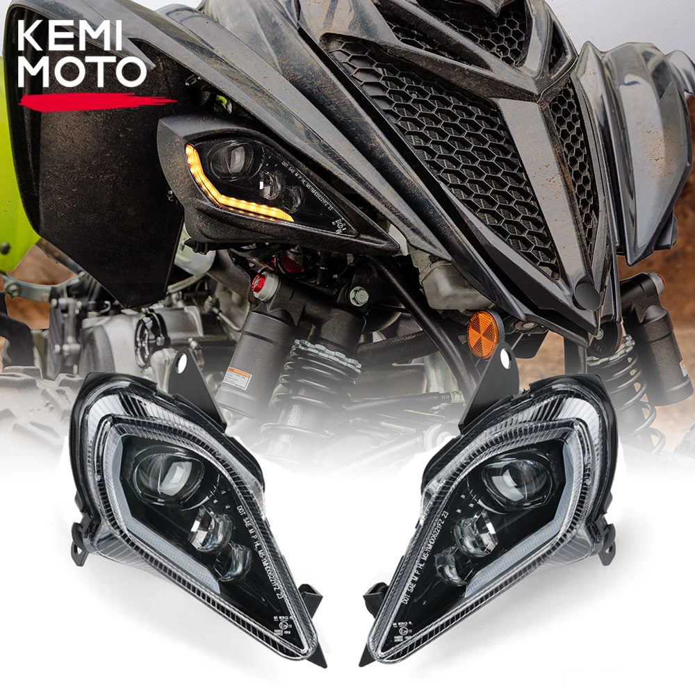 

KEMIMOTO E24 DRL LED Adjustable Headlights for Yamaha Raptor 700 700R YFZ450 YFZ450R YFZ450X Wolverine 450 350 Turn Signal Light