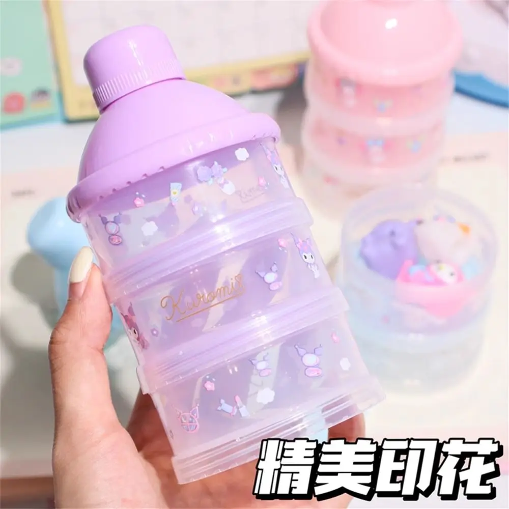 

Sanrio Kawaii Hello Kitty Mymelody Multifunctional Storage Box Milk Powder Box Portable Snacks Fruit Multi-layer Tank Girl Gifts