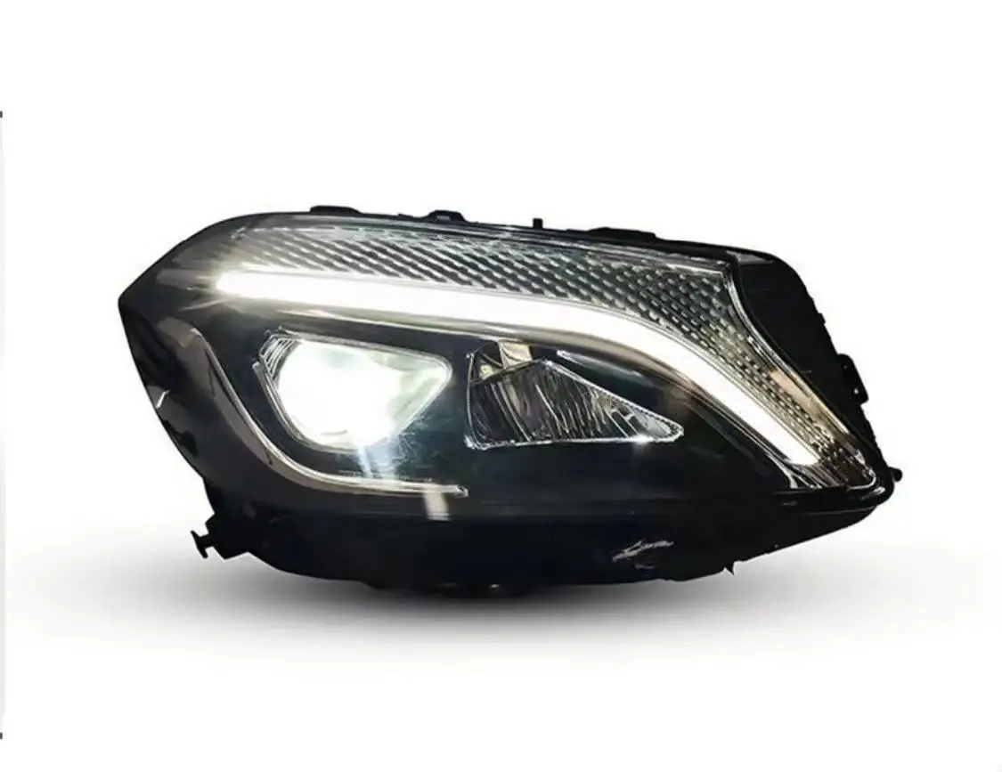 ไฟหน้ารถดัดแปลง13-18 Mercedes Benz A-Class W176 LED เต็มเลนส์อัพเกรดชุดไฟหน้า AMG lampu Jalan กลางวัน