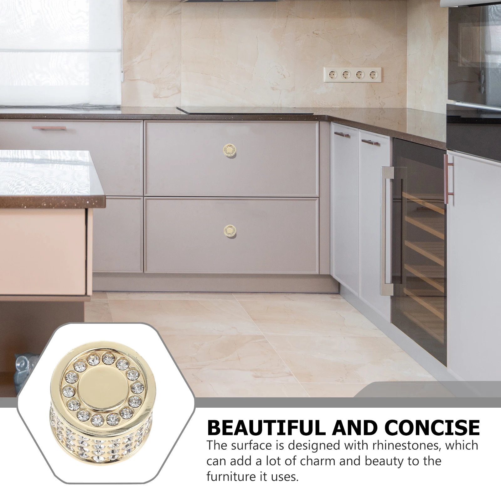 

Golden Rhinestone Pull H les Zinc Alloy Material Decorative Drawer Knobs Furniture Hardware Durable Easy Install