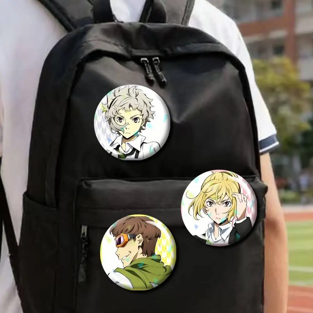 B-Bungo Stray DogS Anime Merch 25/32/44/58/75mm Round Brooch Badge Pins, Personalized Badges With Broken Glass Design