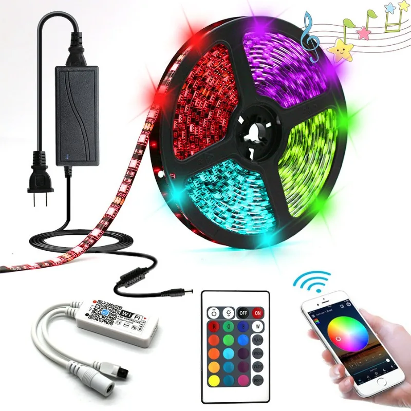 WiFi set light strip with glue waterproof 5050RGB seven-color smart light strip voice waterproof light strip