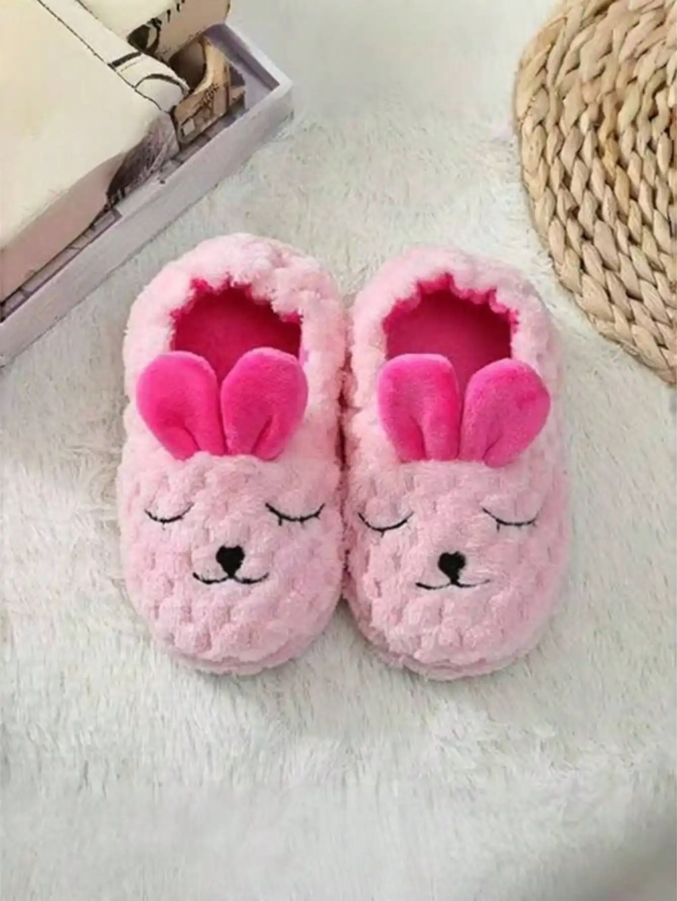 

Children's cotton slippers for warm home in autumn and winter, corn wool rabbit cotton slippers